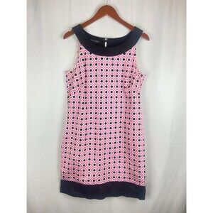 New York & Company Size 12 Women’s Cotton Pink Black Circles Party Dress STAINS